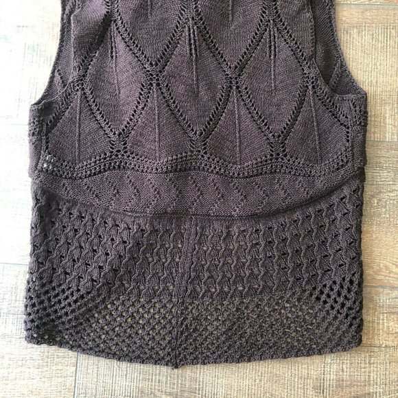 Multiples Open Knit Brown open front Vest Large - Picture 7 of 12